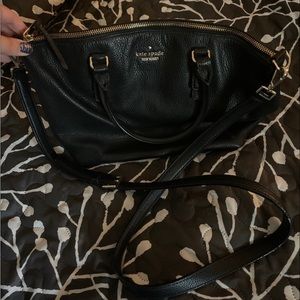 Kate Spade Black Pebbled Leather Crossbody Satchel Purse